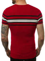 Bluzka z krótkim rękawem męska bordowa OZONEE L/2296