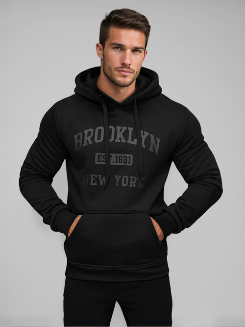 Bluza z kapturem męska czarna OZONEE JS/8B1350/3Z