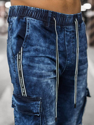 Spodnie jeansowe joggery męskie niebieskie OZONEE O/TF068Z