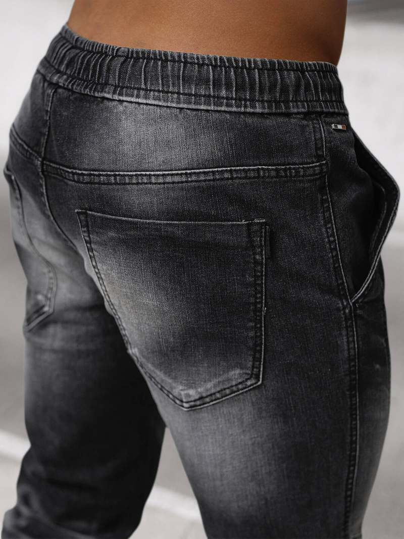 Spodnie jeansowe joggery męskie czarne OZONEE NB/MP0115N