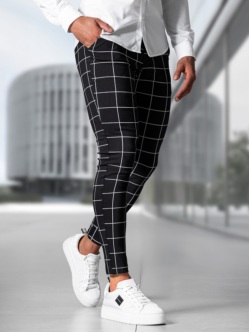 Spodnie męskie chino materiałowe czarne OZONEE O/P4009Z