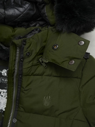 Kurtka zimowa damska długa pikowana khaki OZONEE O/W377Z