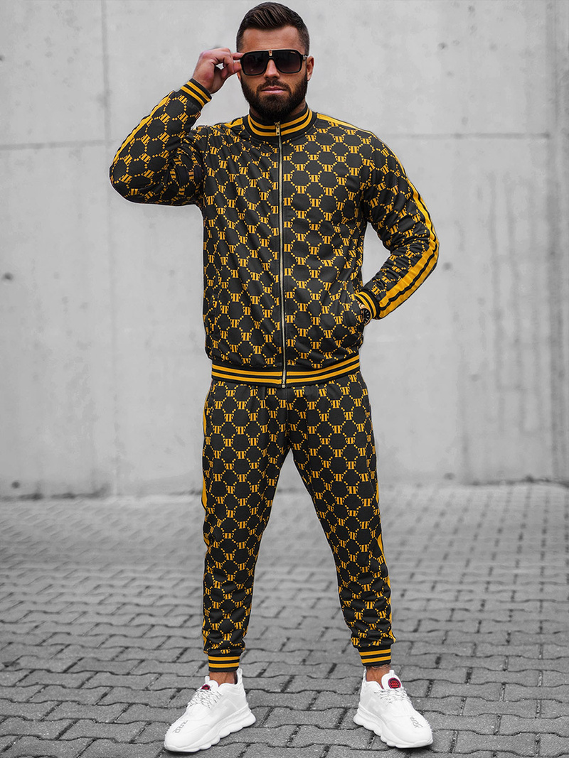 Komplet dresowy męski czarno-żółty OZONEE O/12136