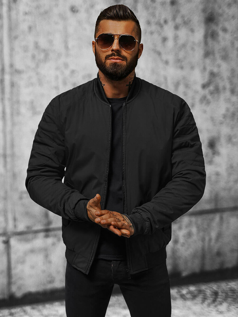 Kurtka męska bomberka czarna OZONEE JS/84M3007/392