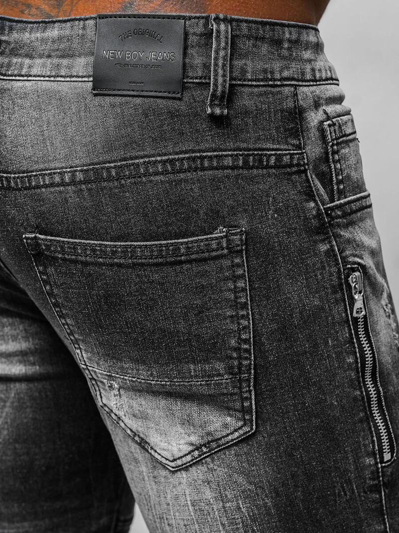 Spodnie jeansowe męskie czarne OZONEE NB/MP007NZ