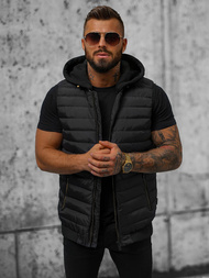 Kamizelka męska pikowana z kapturem czarna OZONEE N/7135Z