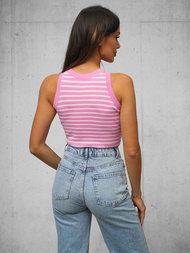 Top damski na ramiączkach różowo/biały OZONEE O/JK6557