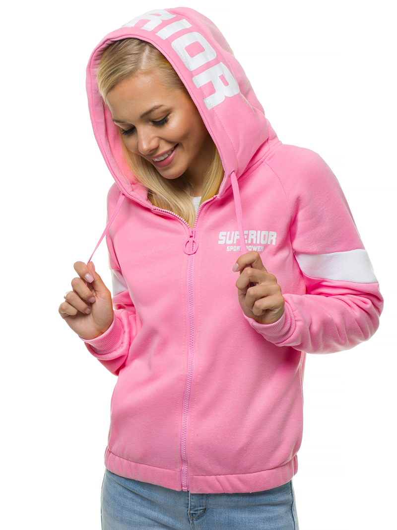 Bluza damska rozpinana z kapturem różowa OZONEE JS/KSW3013