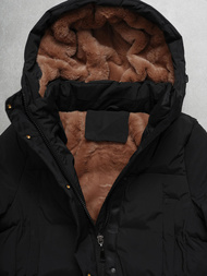 Kurtka zimowa damska długa pikowana czarna OZONEE JS/5M3233/392