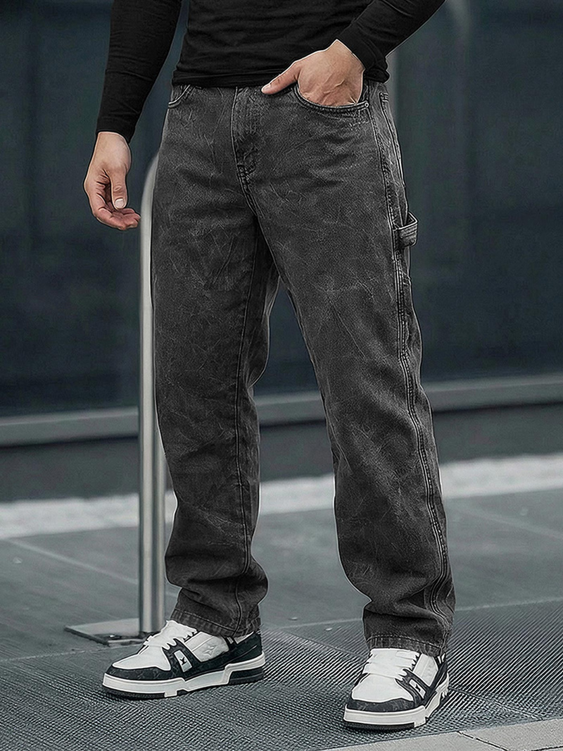 Spodnie jeansowe męskie wide leg grafitowe OZONEE O/KK2828/5Z