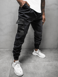 Spodnie męskie joggery czarne OZONEE OT/1077