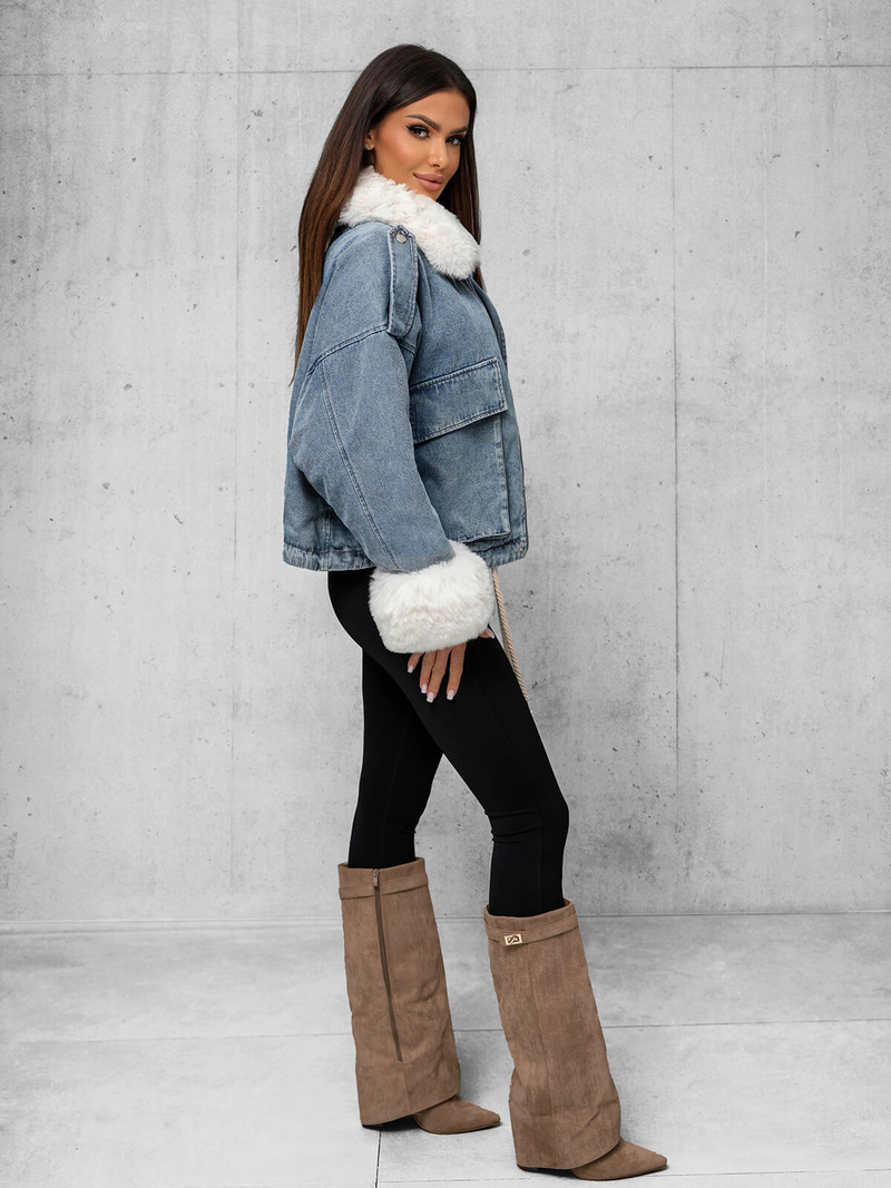 Жіноча джинсова куртка cиня OZONEE JS/11Z8219Z