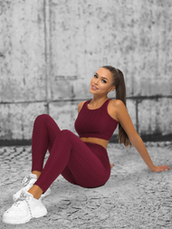 Komplet sportowy dwuczęściowy damski bordowy OZONEE O/22753
