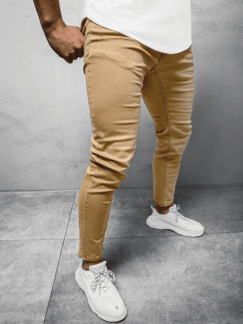 Spodnie jeansowe męskie beżowe OZONEE O/4643