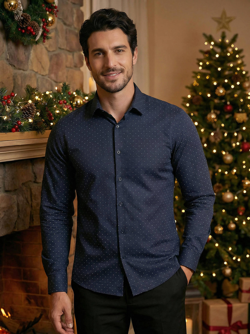 Koszula męska elegancka granatowa OZONEE V/V183Z