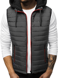 Kamizelka męska pikowana z kapturem grafitowa OZONEE N/6102