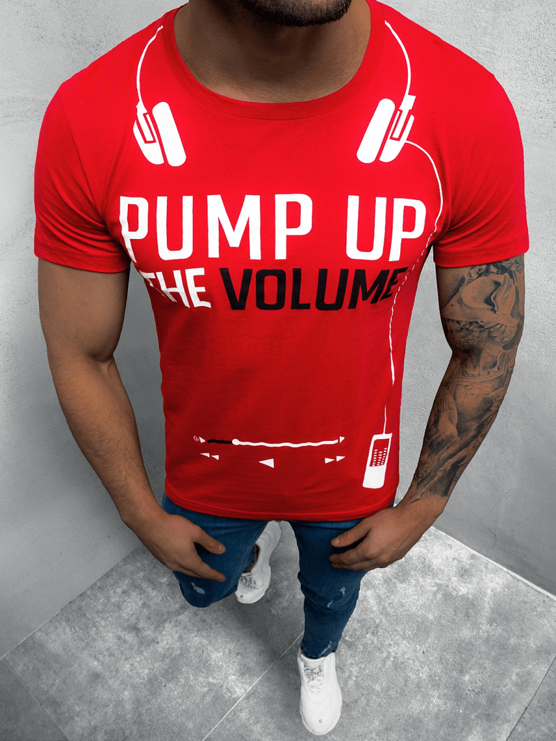 T-Shirt męski z nadrukiem czerwony OZONEE O/1171