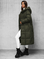 Płaszcz zimowy damski pikowany ciemno-zielony OZONEE JS/5M3227/136