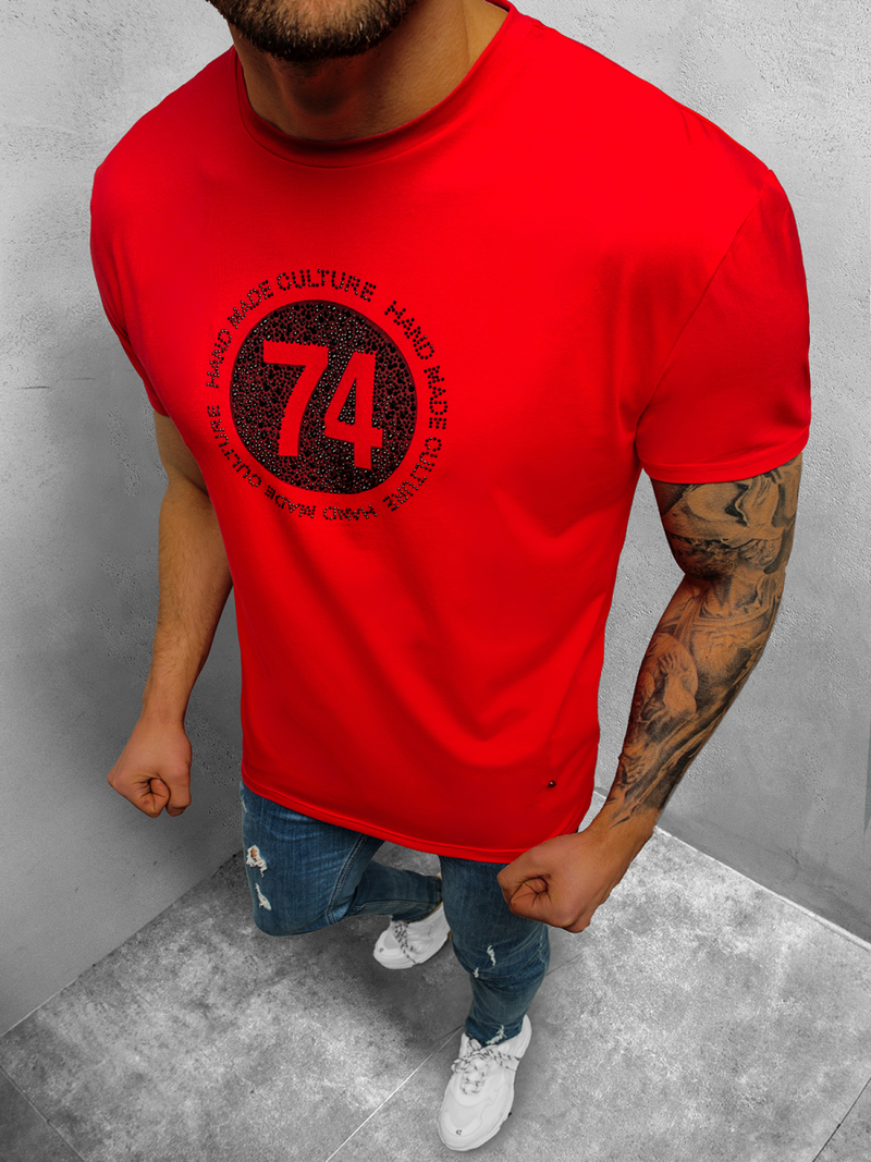 T-Shirt męski czerwony OZONEE NB/3003