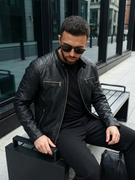 Kurtka skórzana męska czarna OZONEE JS/11Z8138