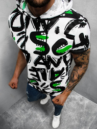 T-Shirt męski z nadrukiem biało-czarny OZONEE O/BL201Z