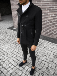 Płaszcz męski z pagonami czarny OZONEE O/5627