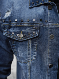 Kurtka męska jeansowa z nitami niebieska OZONEE NB/MJ504BZ