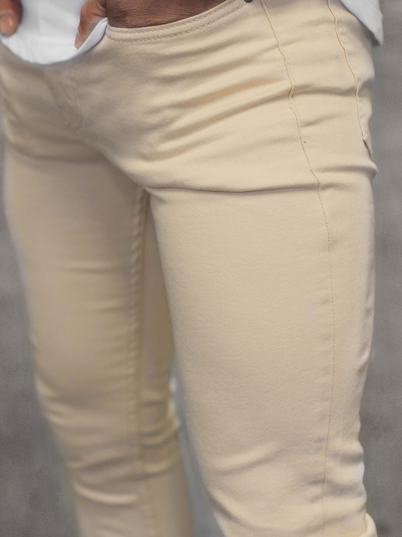 Spodnie męskie jeansowe beżowe/a OZONEE DP/583