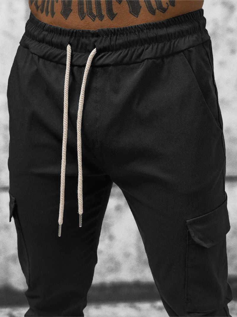 Spodnie męskie chino joggery czarne OZONEE O/P4051