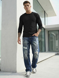 Spodnie jeansowe męskie wide leg niebieskie OZONEE O/KK2885Z