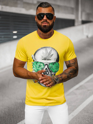 T-shirt męski z nadrukiem żółty OZONEE JS/Y70019
