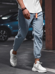 Spodnie jeansowe joggery męskie niebieskie OZONEE DO/6106