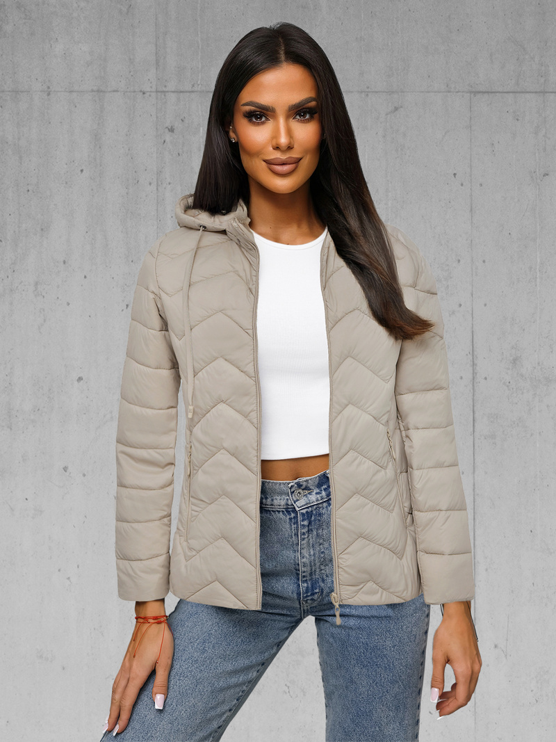 Kurtka damska pikowana beżowa OZONEE JS/16M9232/62