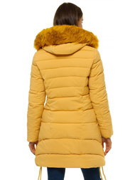 Kurtka zimowa damska parka z futerkiem jasny-camel OZONEE O/SW029/46