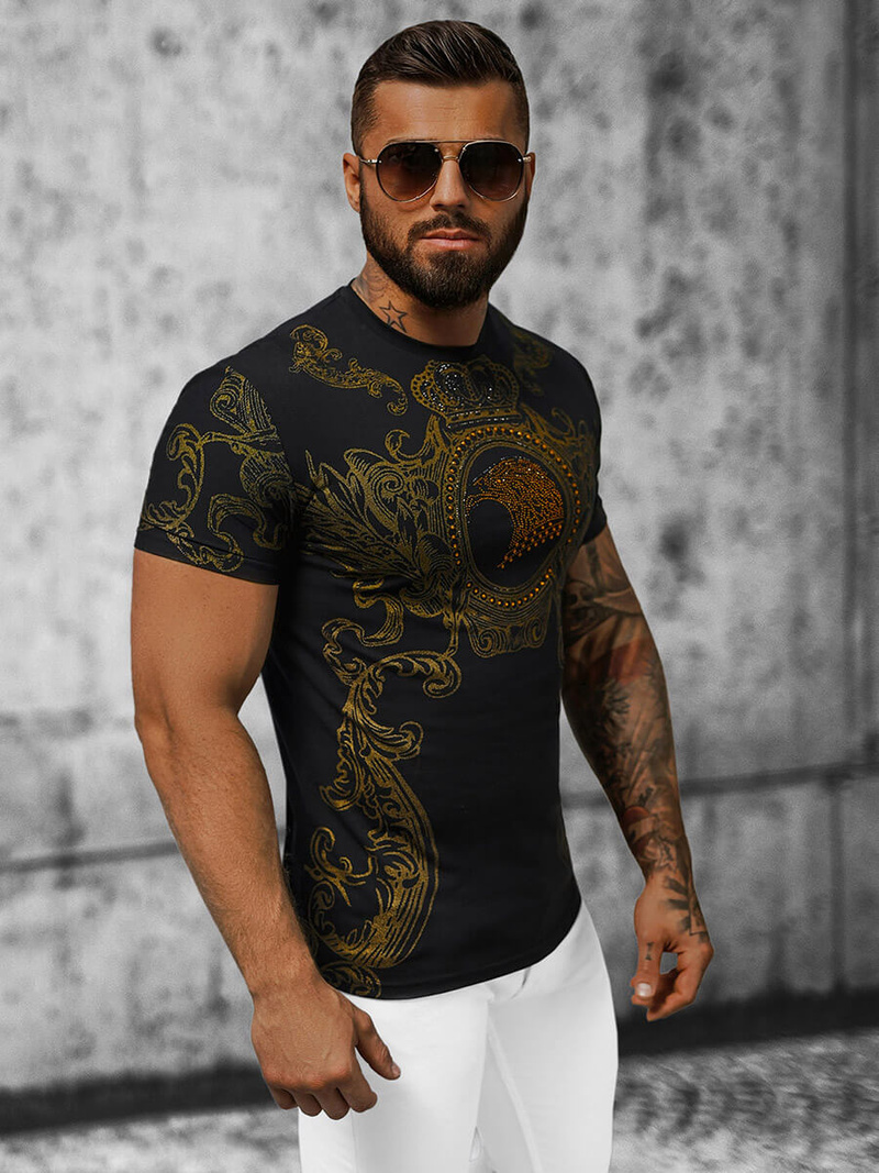 T-shirt męski slim fit czarny OZONEE NB/MT3052