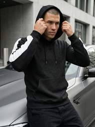 Bluza z kapturem męska czarna OZONEE JS/3B579