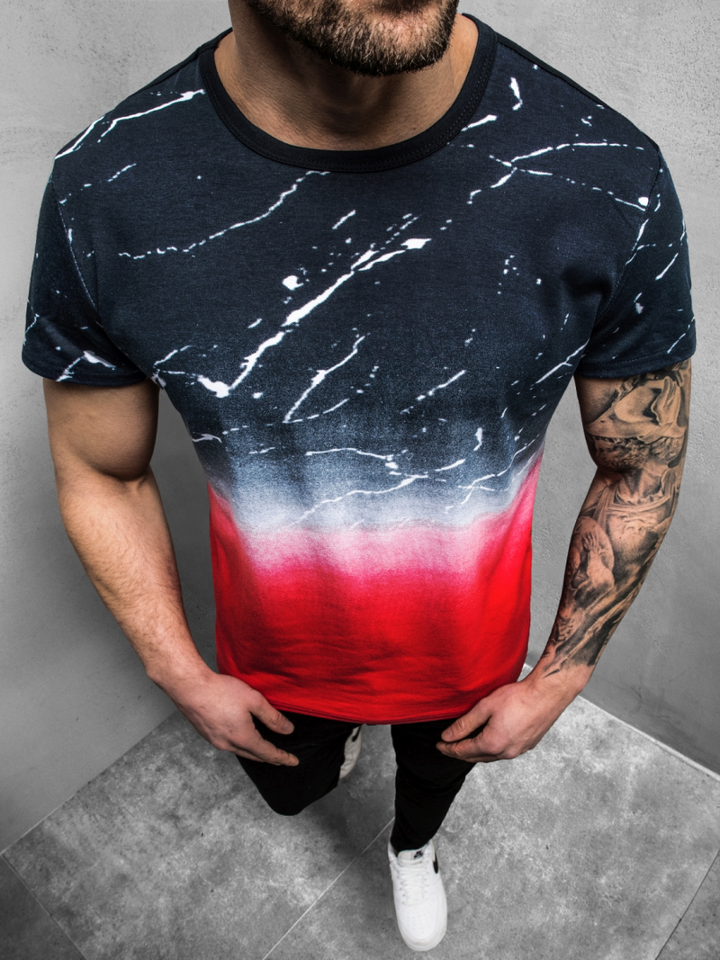 Футболка чоловіча темно-синій червоний OZONEE JS/SS11119Z