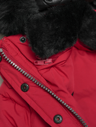 Kurtka zimowa damska długa pikowana ciemno-czerwona OZONEE O/W377