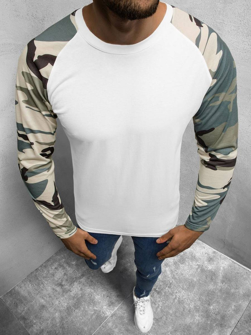 Longsleeve męski biały-moro OZONEE O/1218