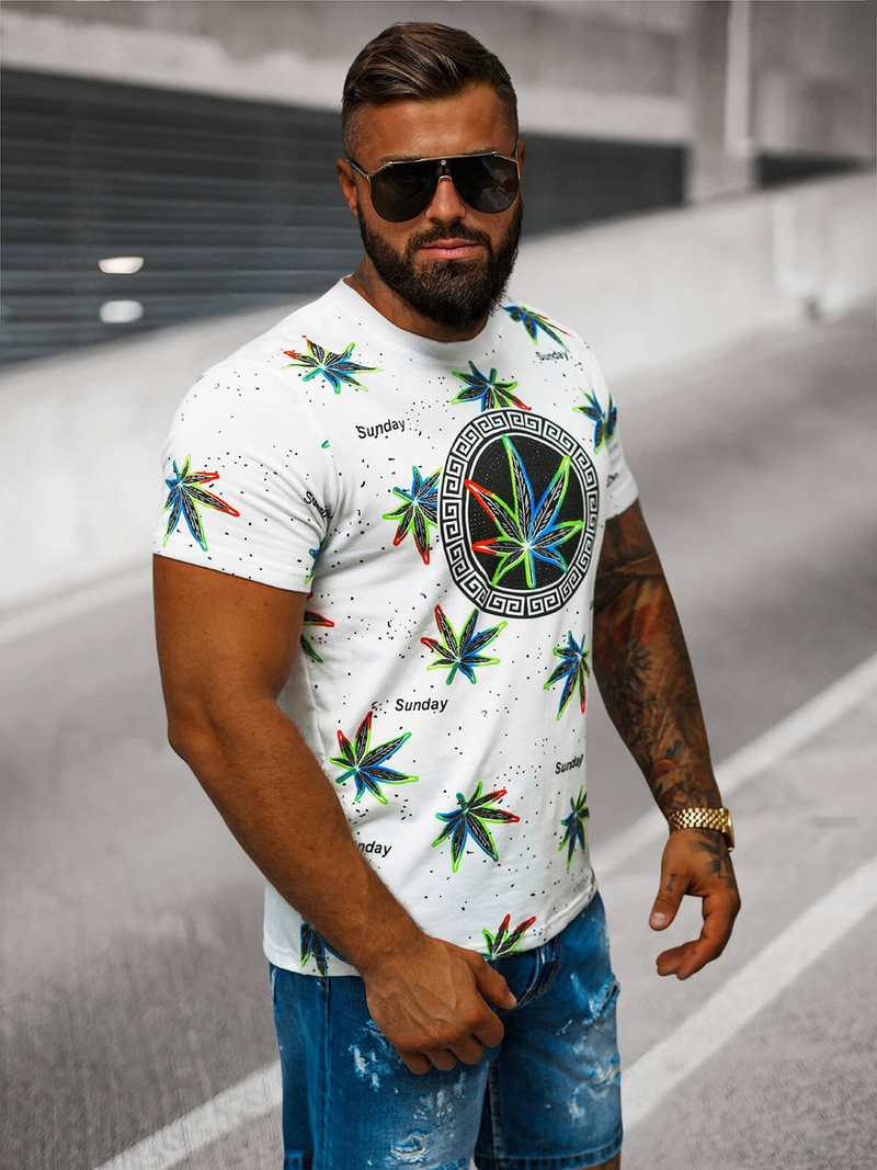 T-shirt męski biały OZONEE O/T136/1