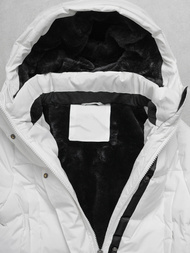 Kurtka zimowa damska długa pikowana biała OZONEE JS/5M3233/281