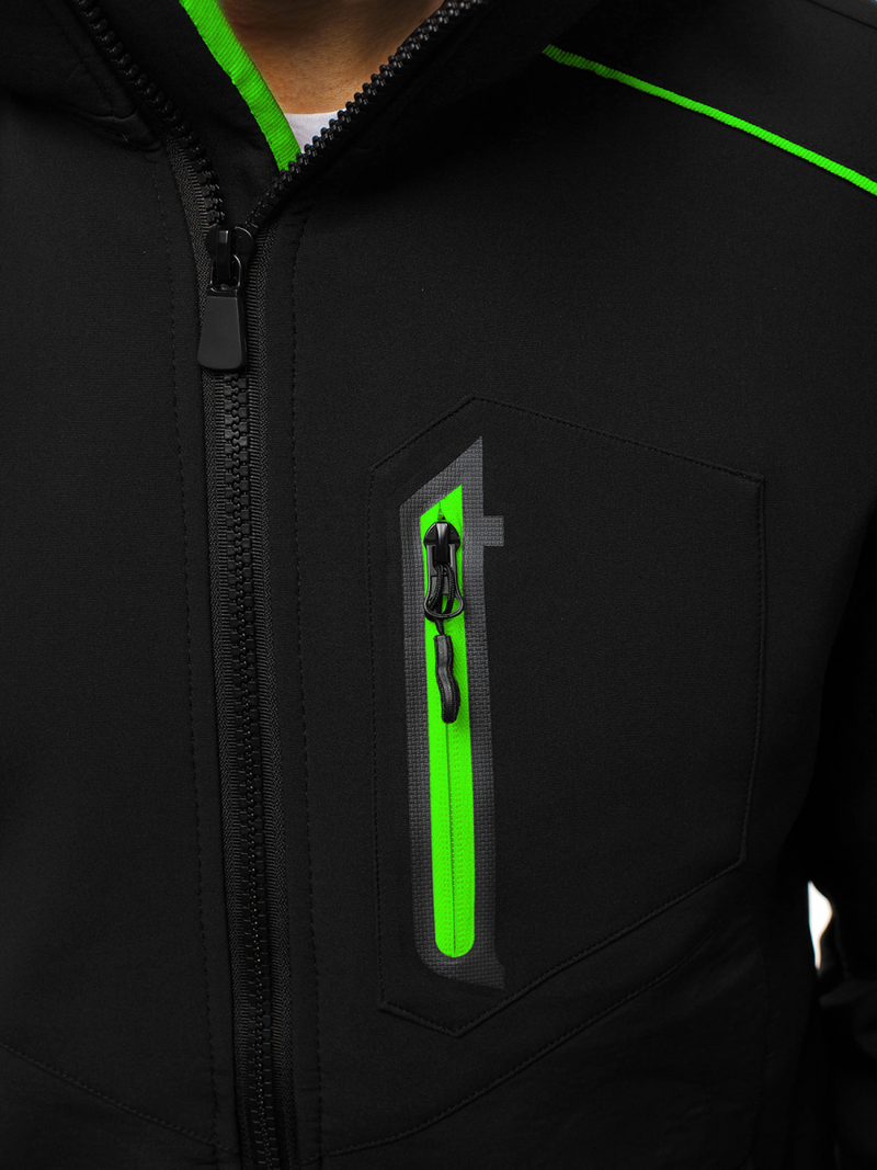 Kurtka męska softshell czarno-zielona OZONEE GE/12259