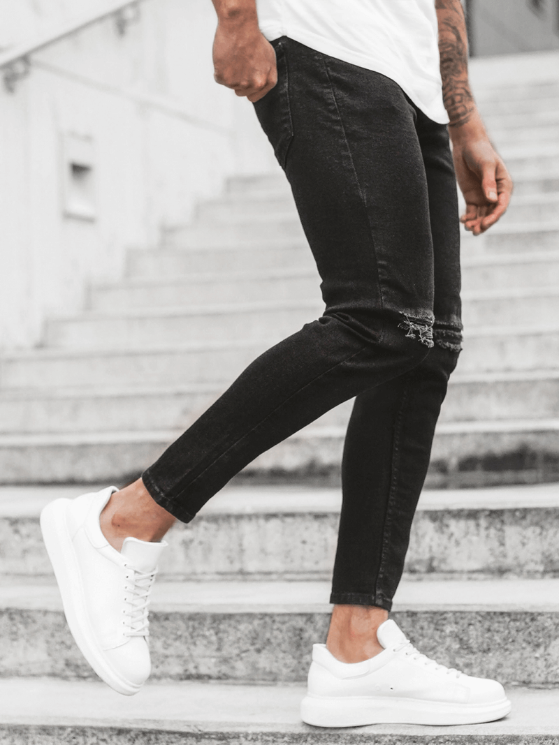 Spodnie jeansowe męskie czarne OZONEE O/649