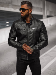 Kurtka skórzana męska czarna OZONEE JS/11Z8053