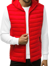 Kamizelka męska pikowana z kapturem czerwona OZONEE JS/HDL88002Z