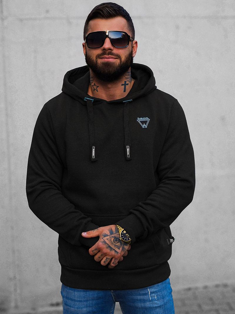 Bluza z kapturem męska czarna OZONEE O/H1060