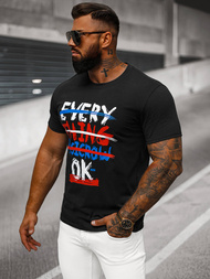 T-shirt męski czarny OZONEE O/8T1266/3