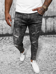 Spodnie jeansowe męskie grafitowe OZONEE DR/TF216