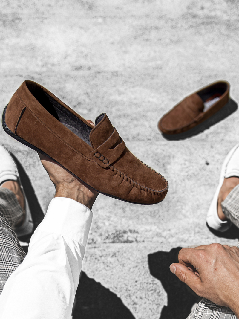 Buty męskie slip on brązowe t/125