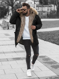 Kurtka zimowa męska z futerkiem czarna OZONEE O/5578Z